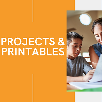 Kids working on a project with text "Projects and Printable"